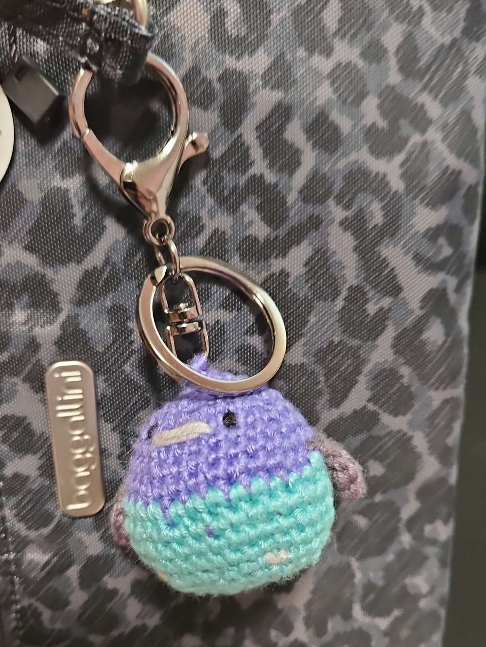Crochet Indigo Bunting Keychain